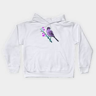 Little Pink Bird on a Branch Kids Hoodie